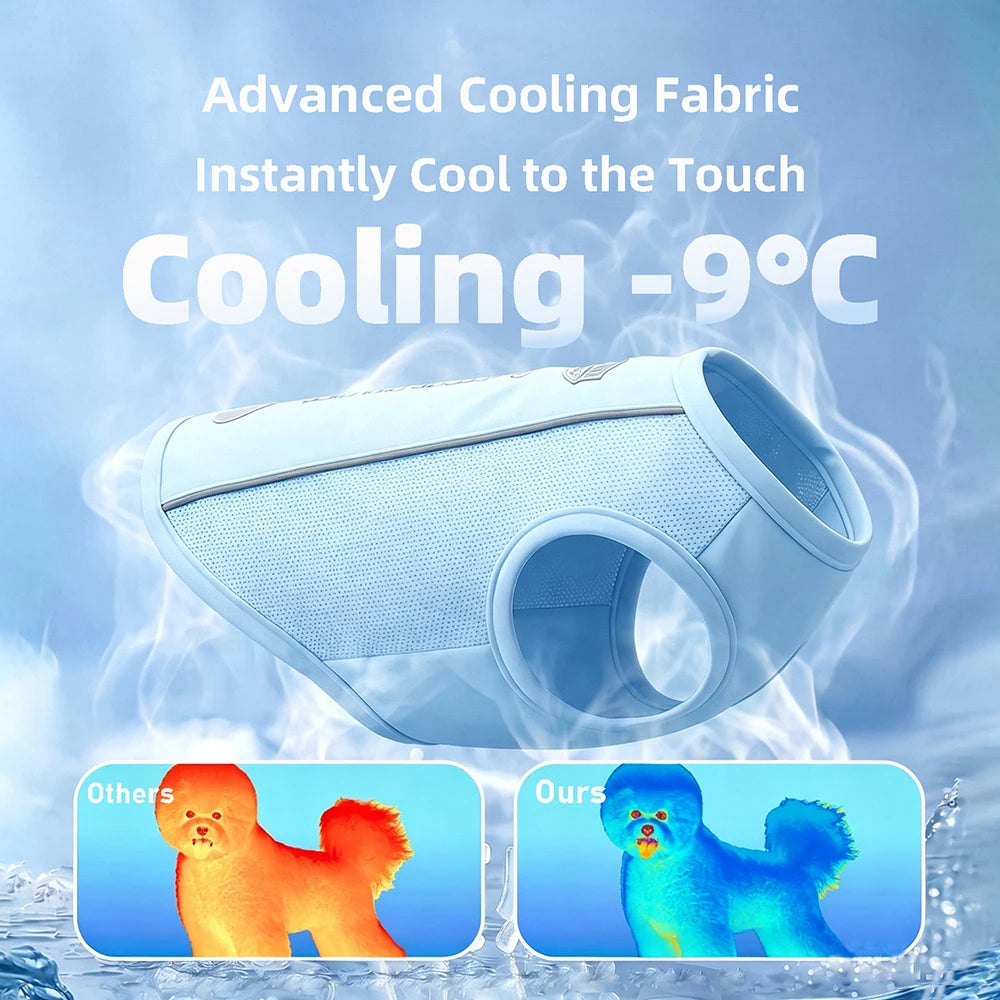 New Pet Dog Summer Vest with Cap Cooling Breathable Sun Protective UV Shirt for Dogs&Cats，Lightweight Outdoor Pet Clothes Set