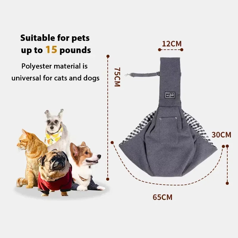 Pet Crossbody Shoulder Bag Outdoor Travel Cat Puppy Sling Carrier Bag with Storage Pocket Portable Pets Backpacks Safety Harness