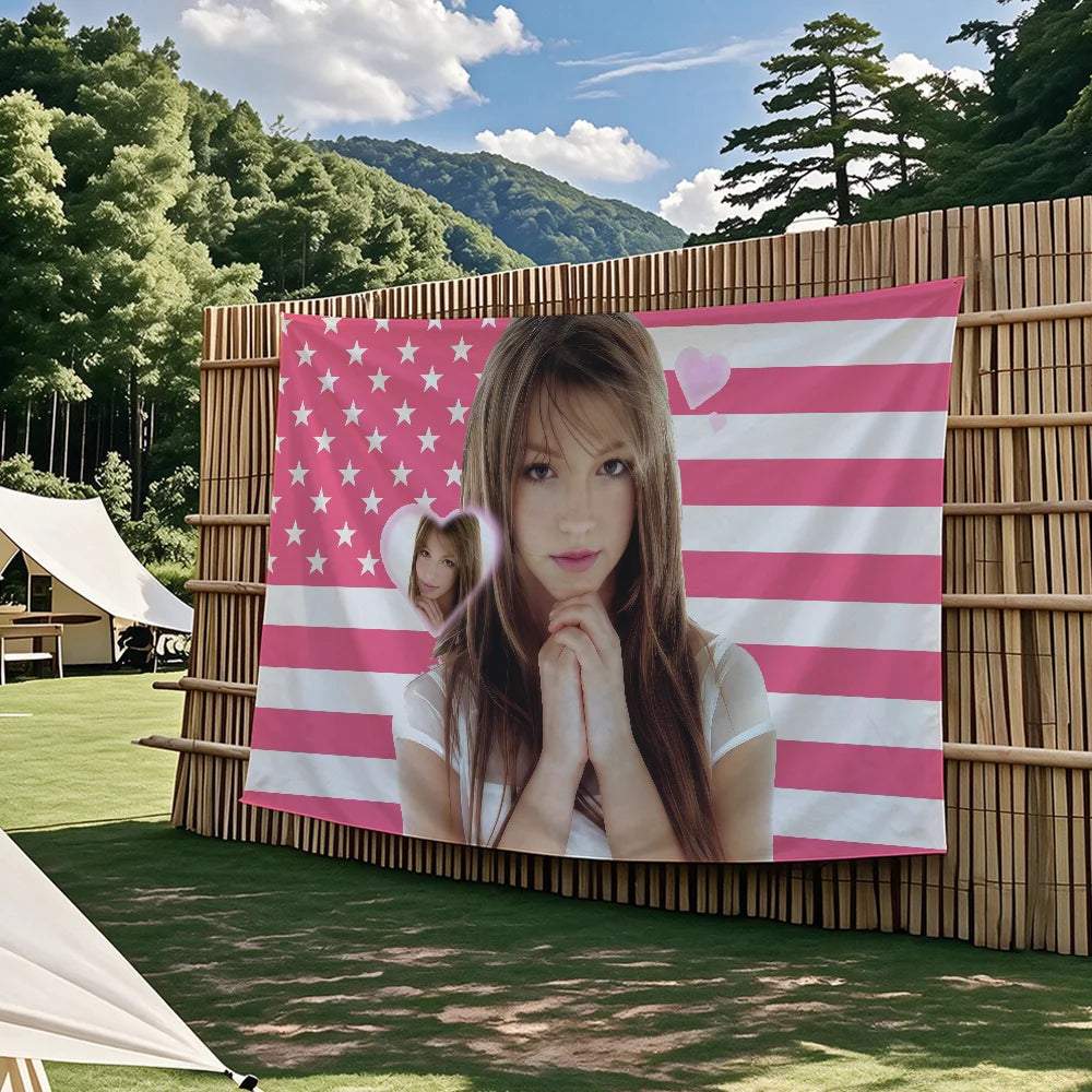 Retro Singer B-Britney Spears flag Tapestries Outdoor Parties Bedrooms Living Rooms Dorm Rooms Wall Decor Banners Gifts