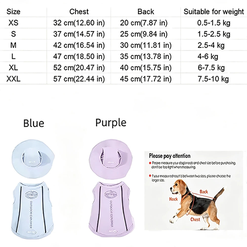 New Pet Dog Summer Vest with Cap Cooling Breathable Sun Protective UV Shirt for Dogs&Cats，Lightweight Outdoor Pet Clothes Set