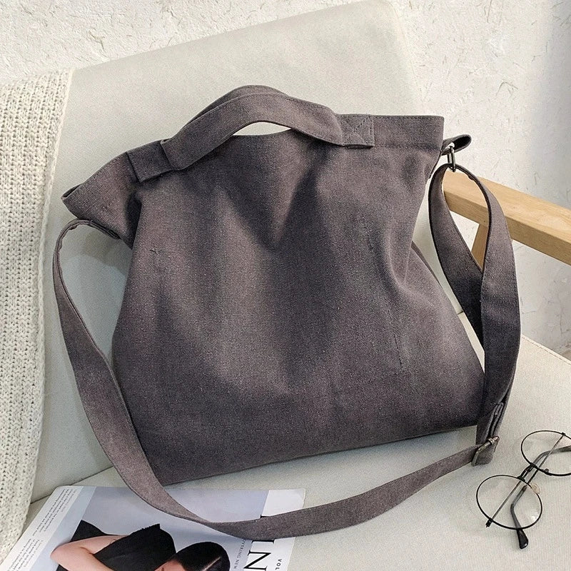Letters solid color printing canvas large bag models tide  Unisex with the same canvas crossbody large capacity Tote bag