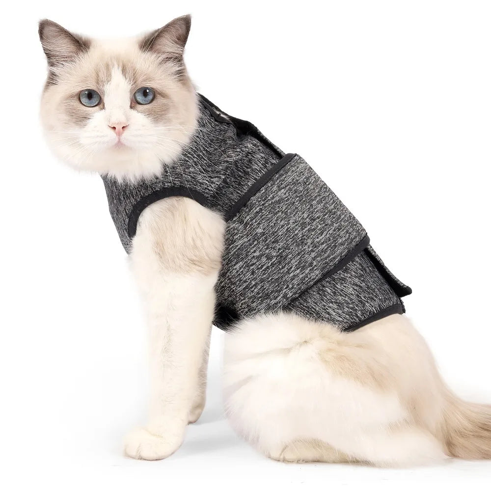 Adjustable Cat Calming Vest Soft Elastic Anti Anxiety Pet Coat Breathable Cat Recovery Clothes Cat Anxiety Jacket Prevent Fright