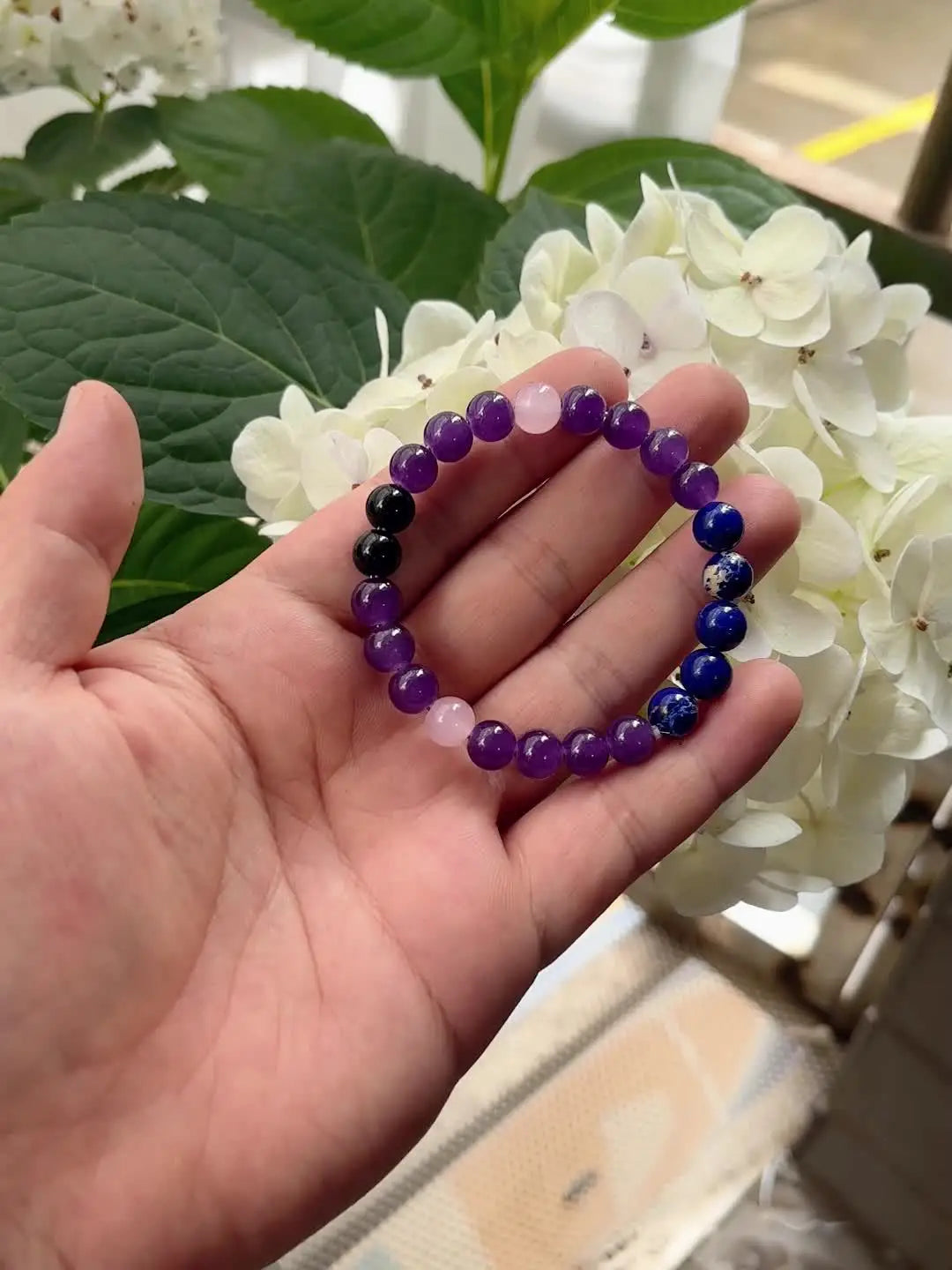 Stress Relief Crystal Bracelet - Anti-Anxiety Beads for Men and Women, Perfect Gift-Natural Lapis Lazuli Stretch Beaded Bracelet