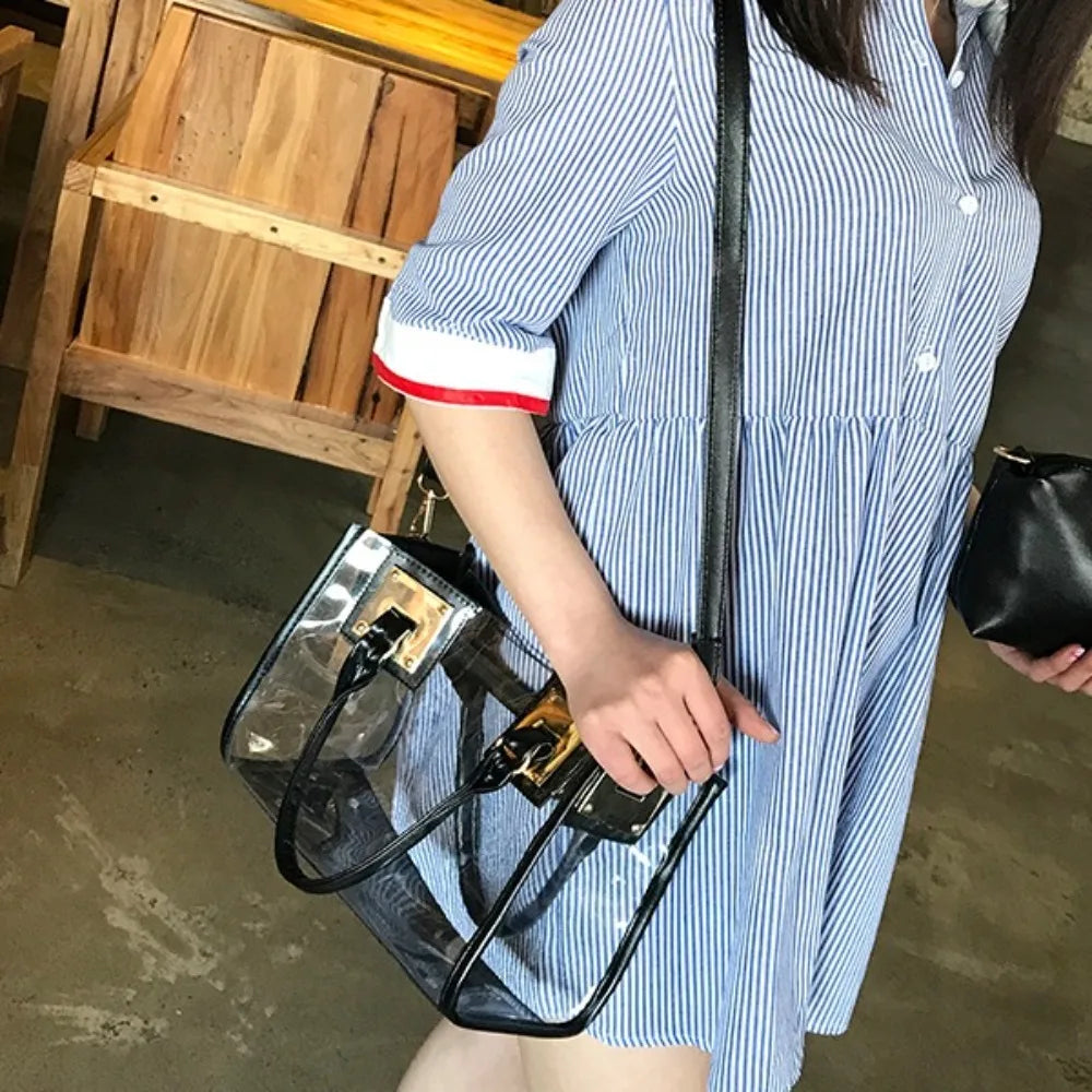 Large Summer Clear Totes Bags Transparent Clutch Purse Women Handbags Crossbody Handle Bag Shoulder Messenger Bag Girls Gift
