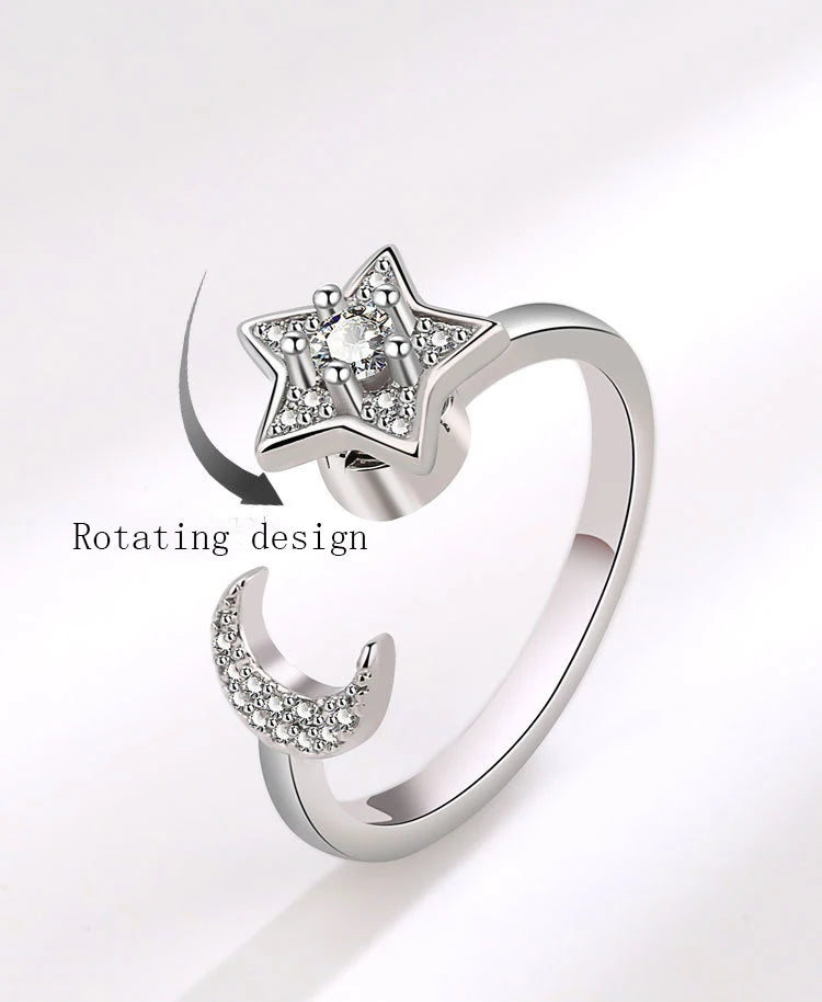 VENTFILLE 925 Sterling Silver Sunflower Diamond Zircon Rotatable Ring For Women Gift Relieve Stress Ring Jewelry Wholesale