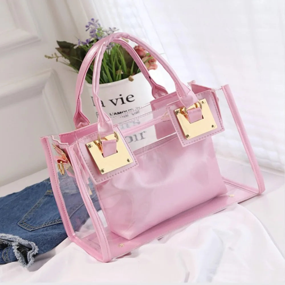 Large Summer Clear Totes Bags Transparent Clutch Purse Women Handbags Crossbody Handle Bag Shoulder Messenger Bag Girls Gift