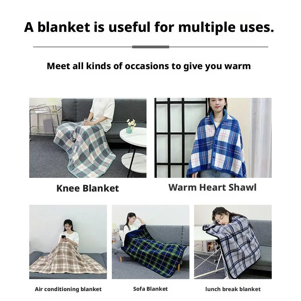 Wearable Plaid Fleece Blanket With Button Winte Warm Throws On Sofa Bed Travel Thicken Bedroom Office Air Conditioning Blanket ﻿