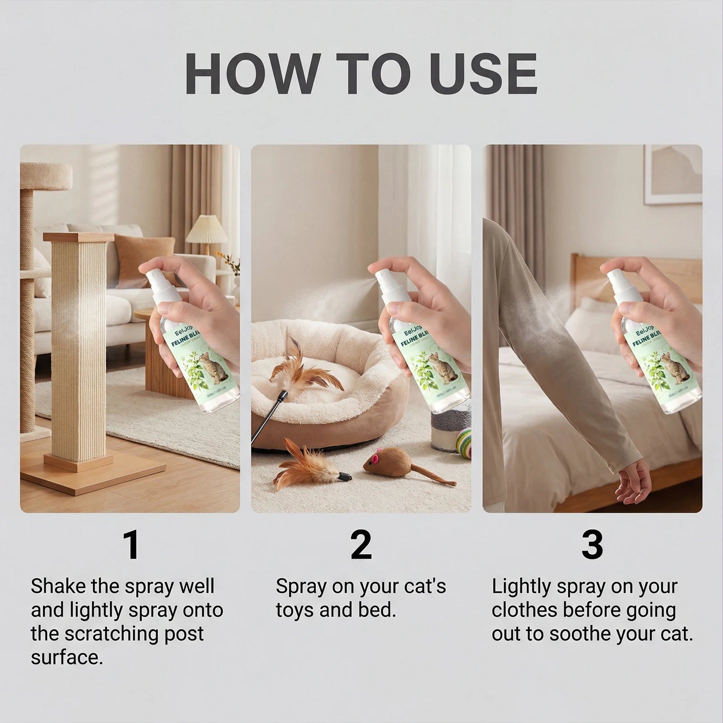 Cat Calming Spray with Catnip Extract 50ml Natural Pet Anxiety Relief Spray Reduce Scratching & Stress Interactive Toy Cat Train