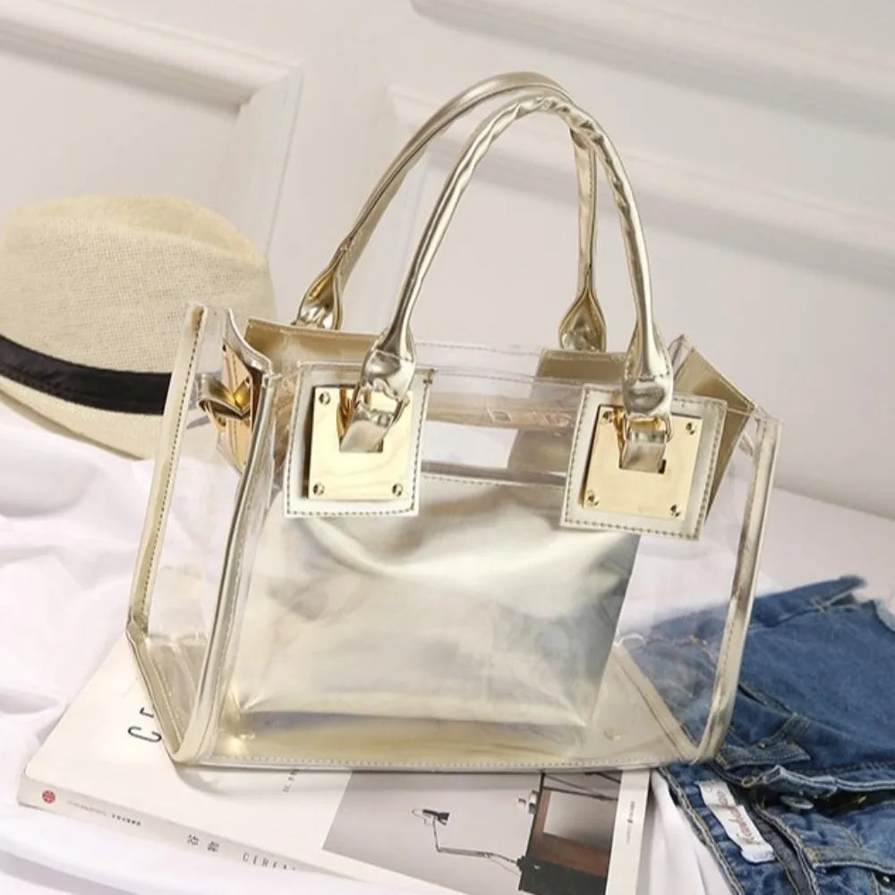 Large Summer Clear Totes Bags Transparent Clutch Purse Women Handbags Crossbody Handle Bag Shoulder Messenger Bag Girls Gift