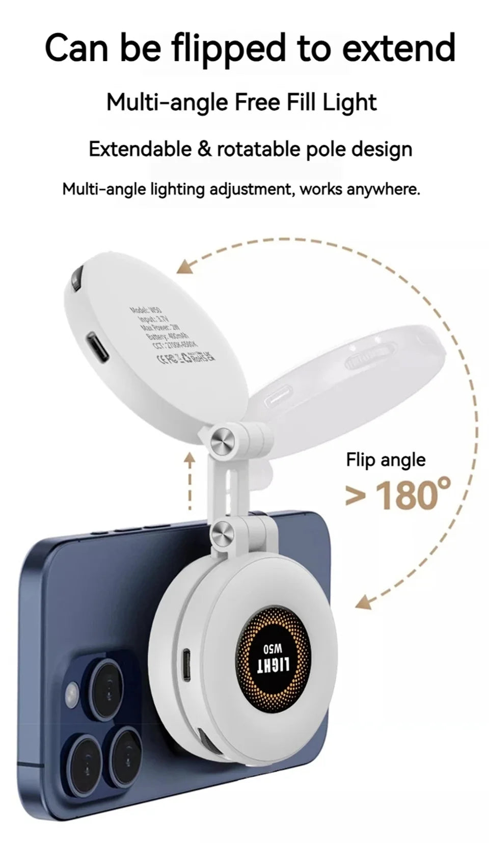 Magnetic Selfie Light LED Fill Light Compatible For Magsafe,ravel, Desktop, Selfies, Video, Makeup/Photography/TikTok/Zoom Calls