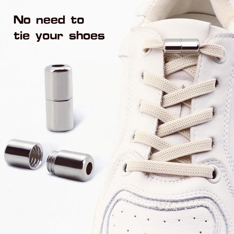 1Pair Elastic Laces Sneakers No Tie Shoe laces Capsule Lock Shoelaces Without ties Kids Adult 0.6cm Flat Shoelace for Shoes