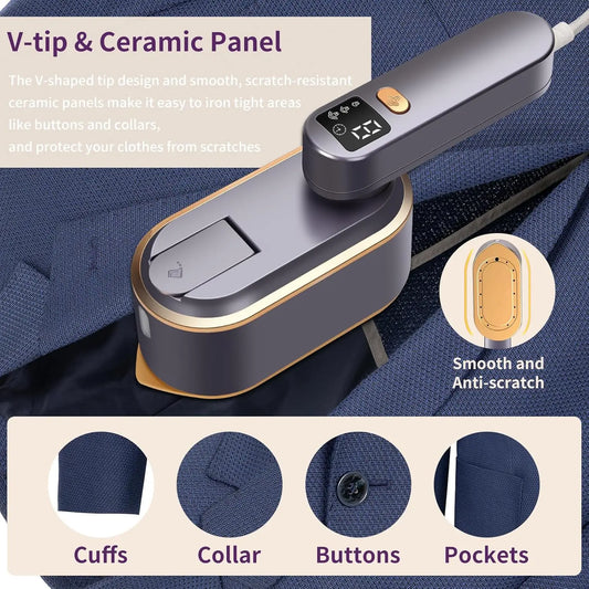Portable Clothes Steam Iron 180° Rotatable Handle 3 Levels Handheld Garment Steamer 1200W Fast Heating 150ml Tank for Travel