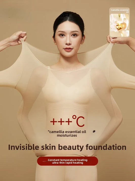 Ultra-Thin Heating Thermal Underwear Women Skin Care Skin Bottom Clothing Invisible Foundation Heattech Long Johns Set Winter