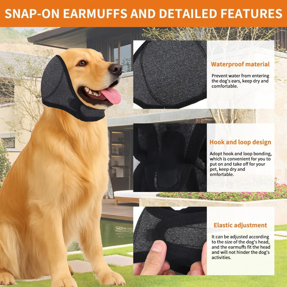 Anxiety Relief Dog Ear Protection Waterproof Muffs Noise Reducing Calming Anti Scare Head Hood Anxious Summer Swimming Safety