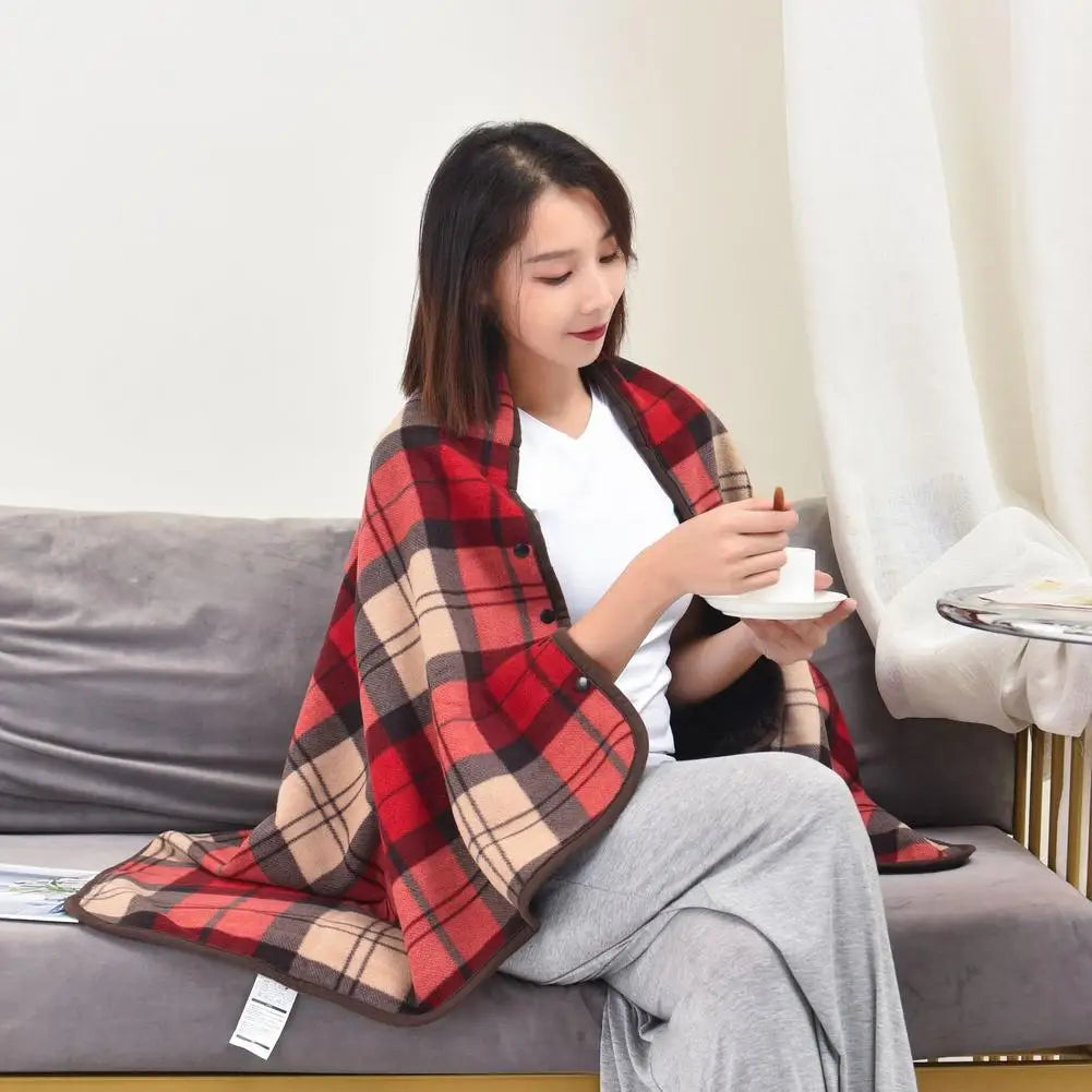 Wearable Plaid Fleece Blanket With Button Winte Warm Throws On Sofa Bed Travel Thicken Bedroom Office Air Conditioning Blanket ﻿
