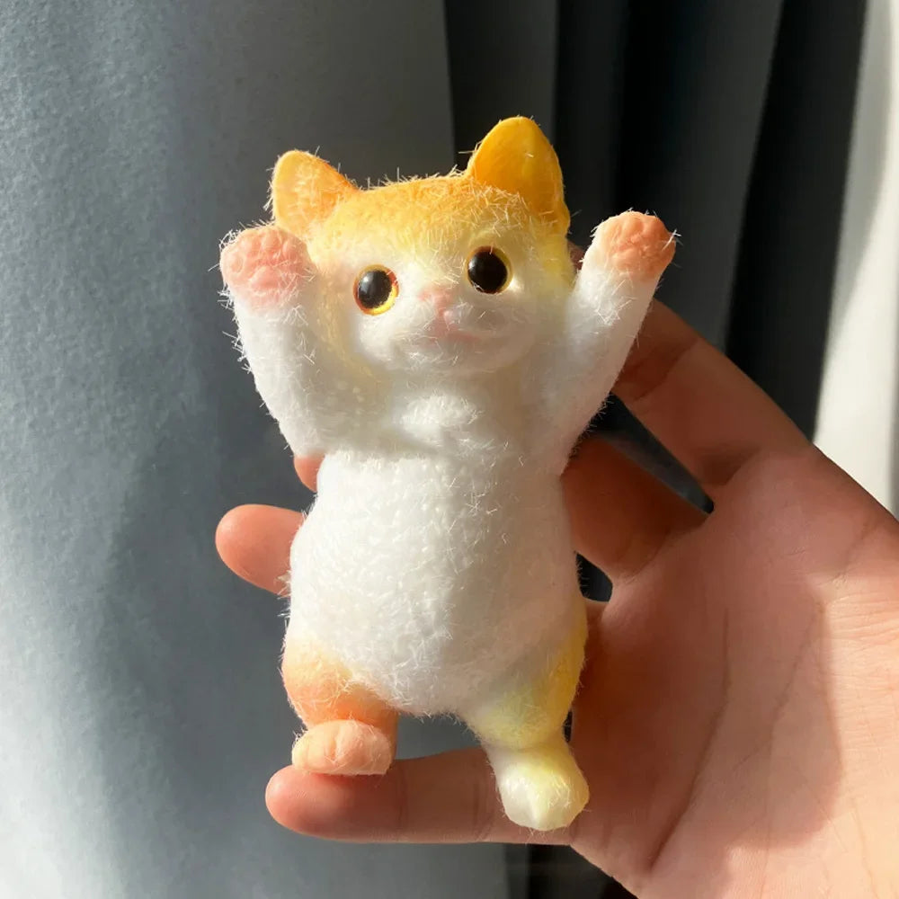 Squishy Cute Flocking Cat Stress Relief Toy, Extra Large Sensory Fidget Toys for Kids Adults Anxiety Relaxation, Squeeze Gift