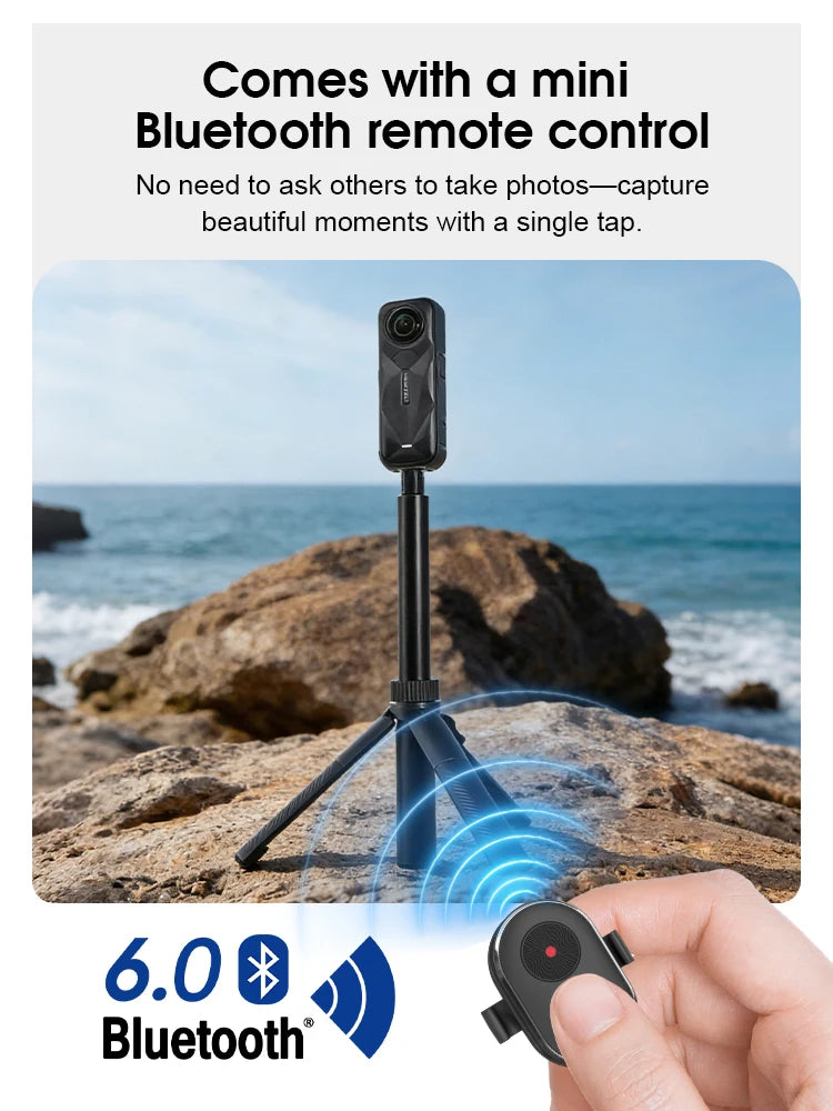 3-in-1 Bullet Time Selfie Stick Tripod for Insta360 X5 X4 Invisible Pole 75°/90° Rotatable with Wireless Remote for Vlog Travel