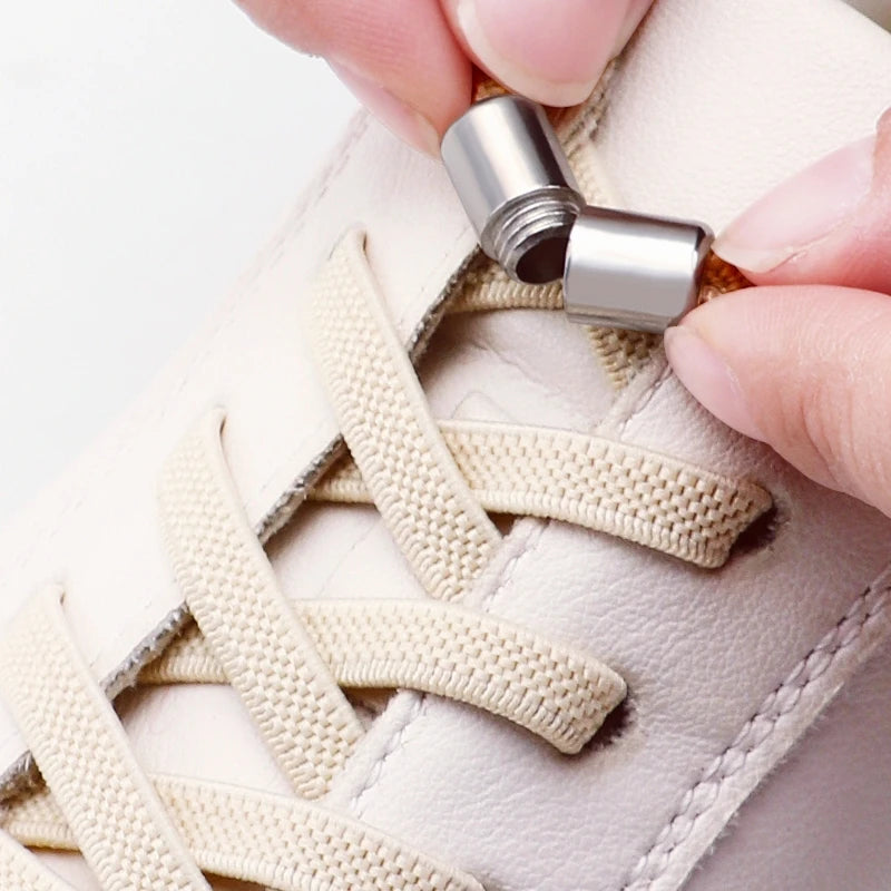1Pair Elastic Laces Sneakers No Tie Shoe laces Capsule Lock Shoelaces Without ties Kids Adult 0.6cm Flat Shoelace for Shoes
