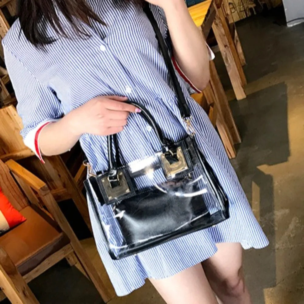 Large Summer Clear Totes Bags Transparent Clutch Purse Women Handbags Crossbody Handle Bag Shoulder Messenger Bag Girls Gift