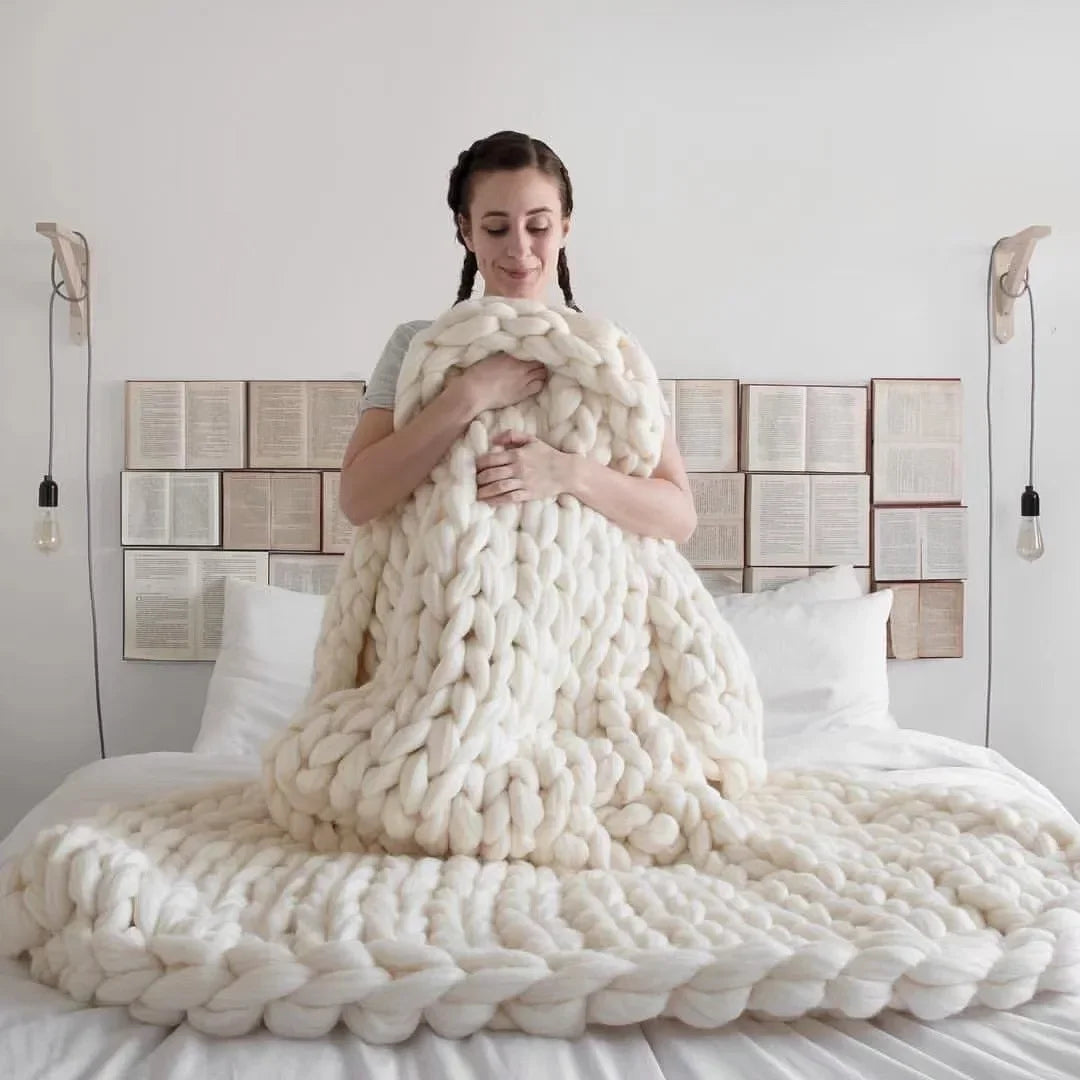 Weighted Knitted Weighted Blanket Queen Size Handmade Minky Chunky Throw Blanket Soft And Breathable Best Gift For Christmas