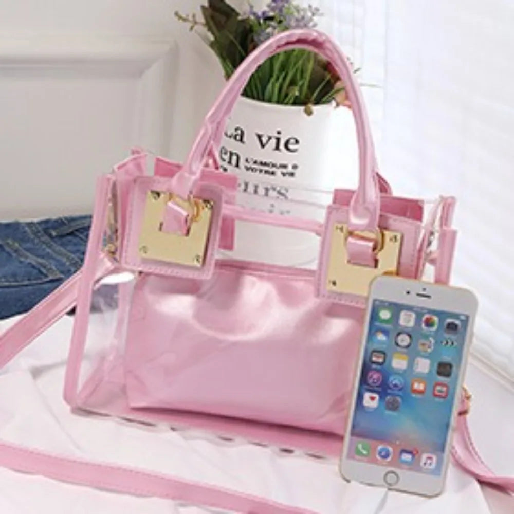 Large Summer Clear Totes Bags Transparent Clutch Purse Women Handbags Crossbody Handle Bag Shoulder Messenger Bag Girls Gift